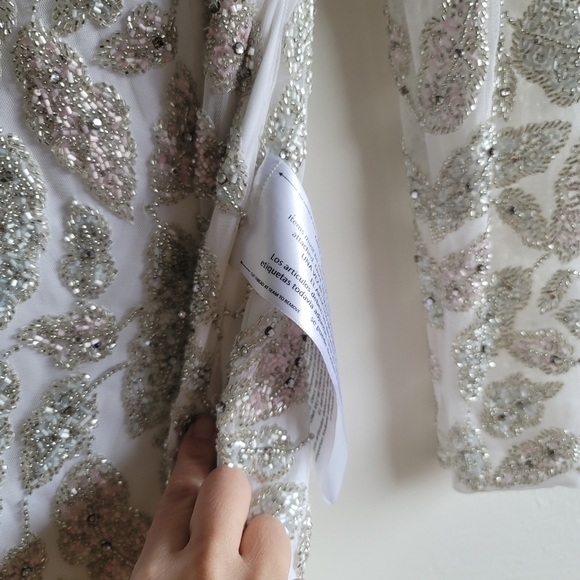 Mac duggal, Foliage Embellished‎ Sheath Dress, Ivory, Size 4, NWT - Picture 5 of 15